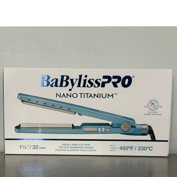 BaByliss PRO Nano Titanium Flat Iron 1¼” Digital Ionic Hair Straightener 450°F - Picture 7 of 8
